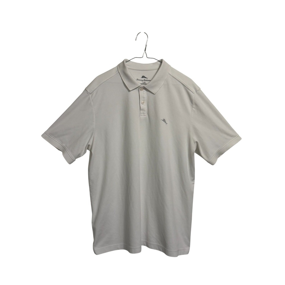 Tommy‎ Bahama Polo Shirt Mens Large White Short Sleeve Embroidered Marlin Logo